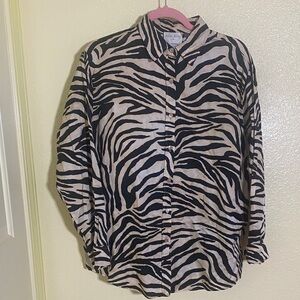 NWT Forte_Forte Italy Zebra Print Button Down Blouse, Size M